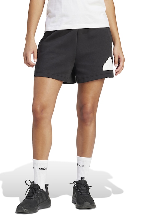 adidas Sportswear, Шорти с лого и еластична талия, Бял/Черен