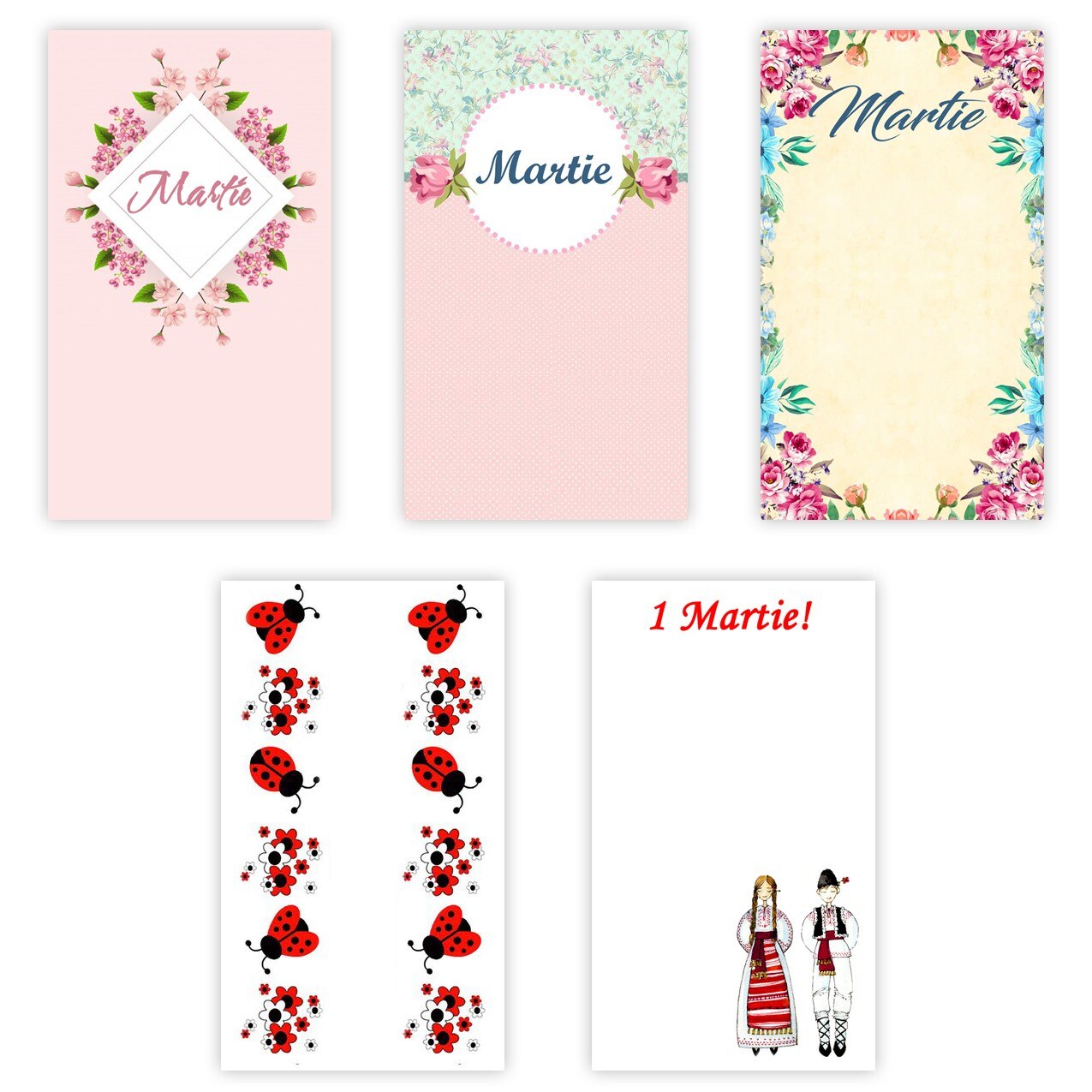 Set 200 Cartonase cu tematica Martisor, marx123, multicolor, 9.5x5.5cm ...