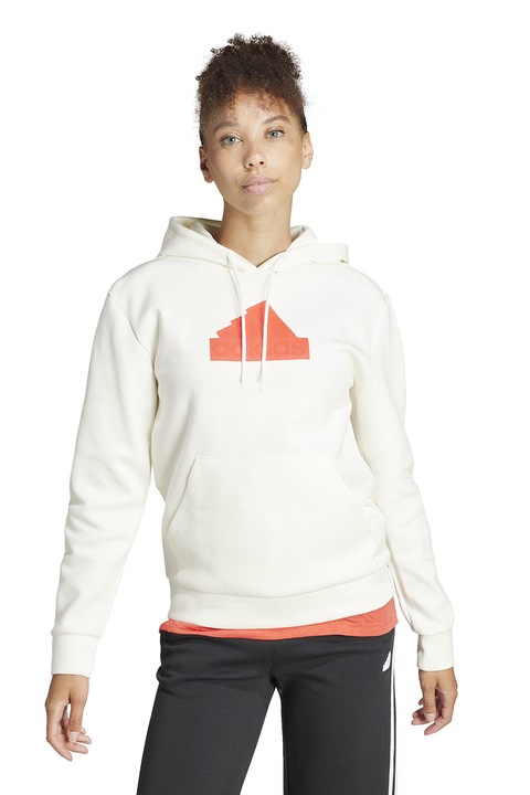 adidas Sportswear, Худи с лого, Бял/Персийски портокал
