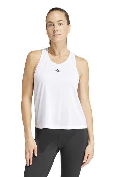 adidas Performance, Top cu decupaj pe partea din spate, pentru fitness, Alb optic