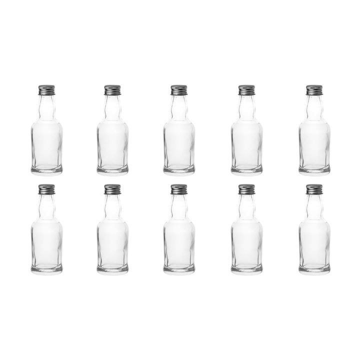 Комплект от 10 стъклени контейнера с метална запушалка, ClickDeal®, 30мл