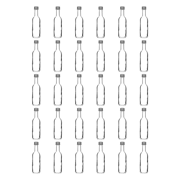 Set 30 recipiente din sticla cu dop metalic, ClickDeal®, 100ml