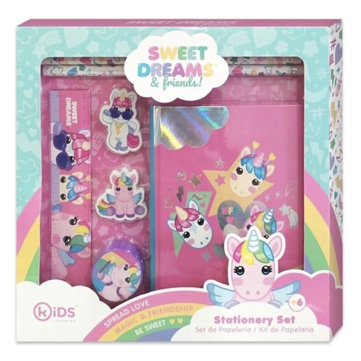 Set de rechizite pentru copii, Euroswan, unicorn Sweet Dreams, roz