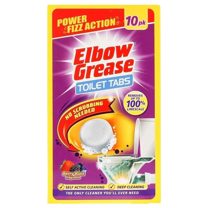 Set 10 tablete pentru curatare WC, Elbow Grease, Cu fructe de padure