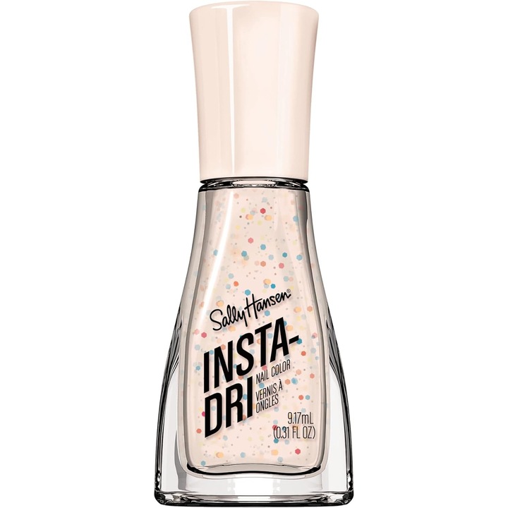 Lac cu sclipici bej, Sally Hansen, Insta-Dri, 117 Sprinkle, aplicare usoara si rapida, efect de lunga durata, acoperire mare, formula eficienta, culoare intensa, 9.17 ml
