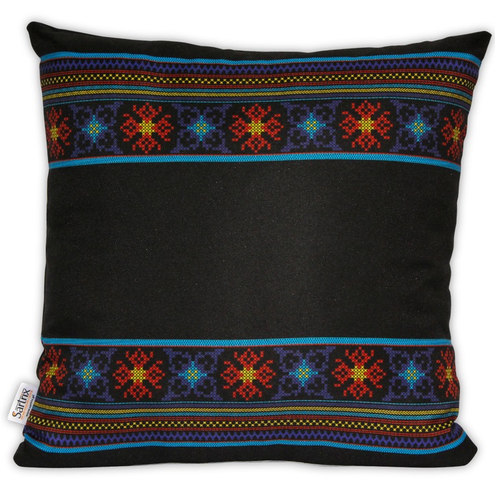 Perna decorativa Sartrix, neagra, 40x40cm, cu motiv geometric