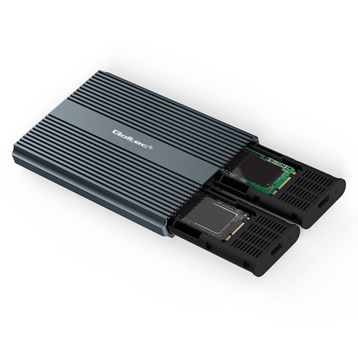 Unitati Ssd Carcasa Qoltec, Golful pentru unitati SSD M.2, SATA, NVMe, USB-C, DUAL ...