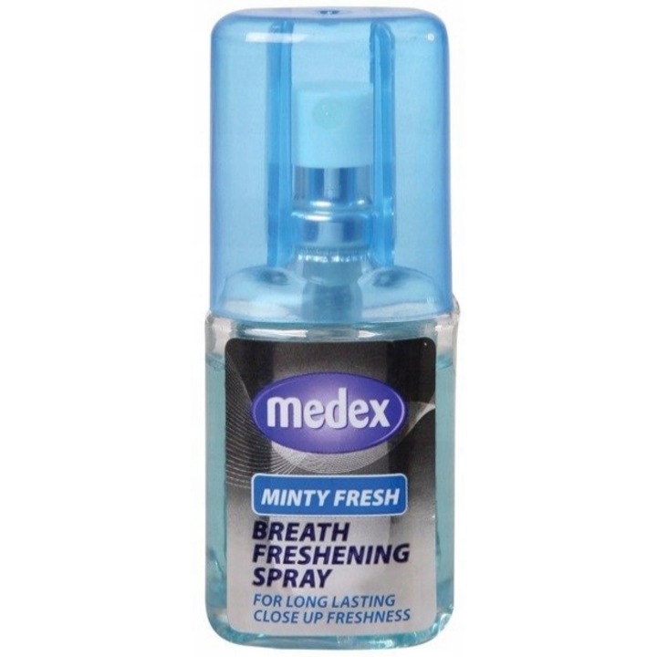 Spray pentru improspatarea gurii, Madex, Menta, 20 ml, Ideal pentru geanta, Practic, Elimina mirosul gurii, Antibacterian, Neutralizeaza mirosul de tutun