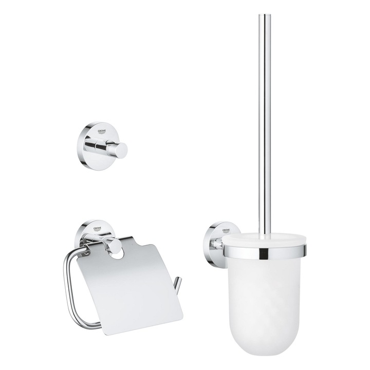 Set 3in1 accesorii Grohe Start 41204000, pe perete, metal, crom