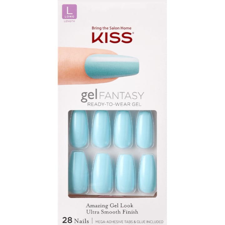 Unghii Artificiale Kiss Gel Fantasy KGN21 L, Manichiura Rapida Profesionala Acasa, Design Elegant Cu Lipici Inclus, Rezistenta De Durata, Set Complet Cu Pila si Betisor, Perfect Pentru Orice Ocazie, 28 Bucati