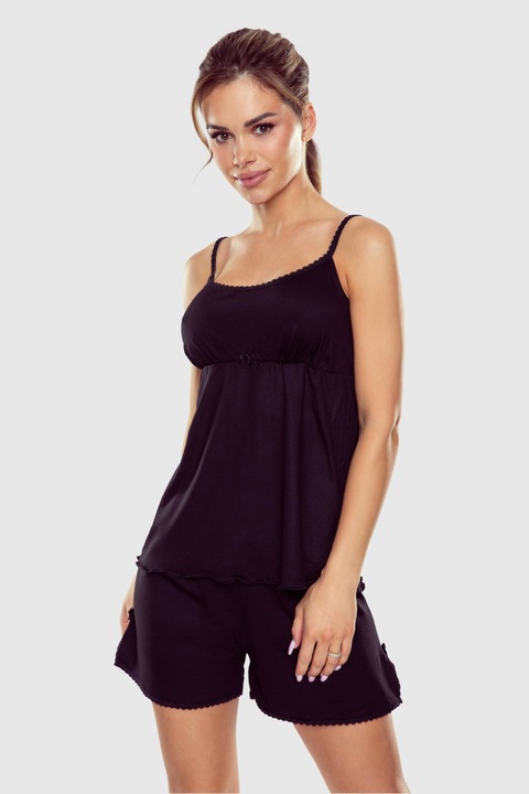 Set pijama din doua piese, Eldar, Albina, Bumbac, Negru, Negru, S