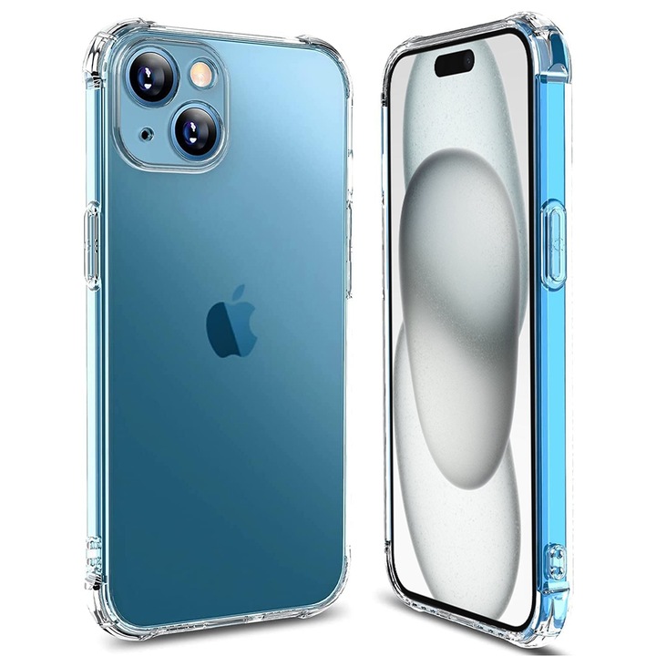 Husa antisoc pentru iPhone 15 Plus, Atlantic Silicon Shockproof, transparent