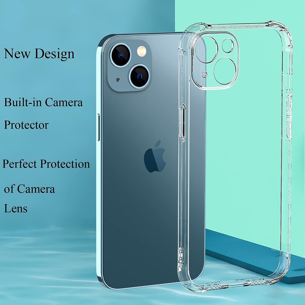 Husa protectie Mat-Tech compatibila cu iPhone 14, Protectie Camera, Colturi anti-soc, Decupaje Precise, Rezistenta la impact, Margini ridicate pentru protectia ecranului, Transparenta