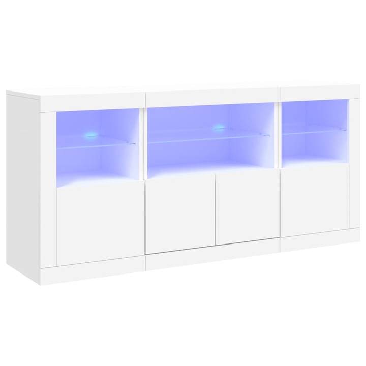 Servanta cu lumini LED vidaXL, alb, 142, 5 x 37 x 67 cm, 3209065