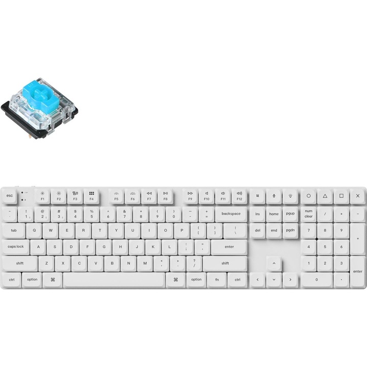 Безжична геймърска клавиатура Keychron K5 Pro QMK/VIA RGB Blue (Hot-swappable), Бял, Bluetooth