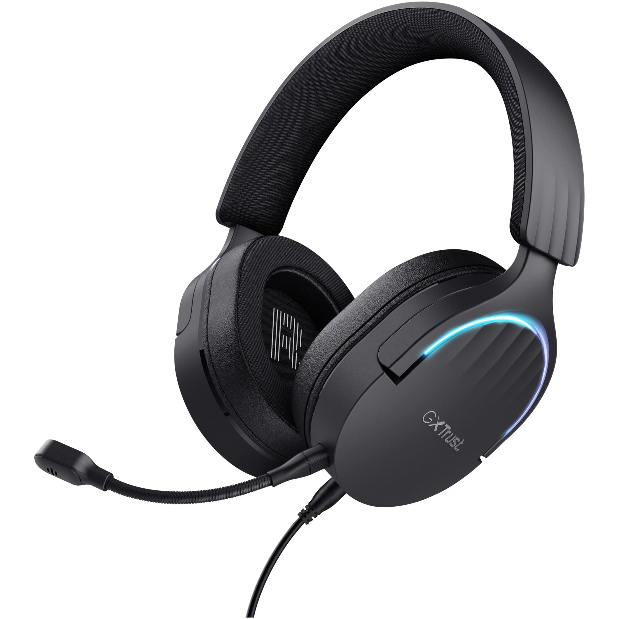 Casti Gaming cu fir Trust GXT490 FAYZO, headset, 7.1 USB Surround Sound, RGB, noise cancelling, microfon, compatibil laptop, PS5, PS4, Negru