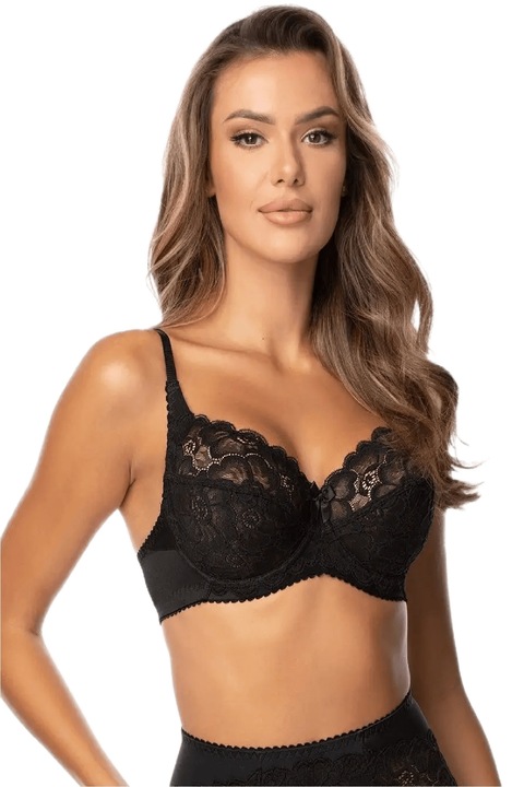 Sutien de dama, Orhideja, Model 2, Elastan/Poliamida, Negru, Negru, 80J