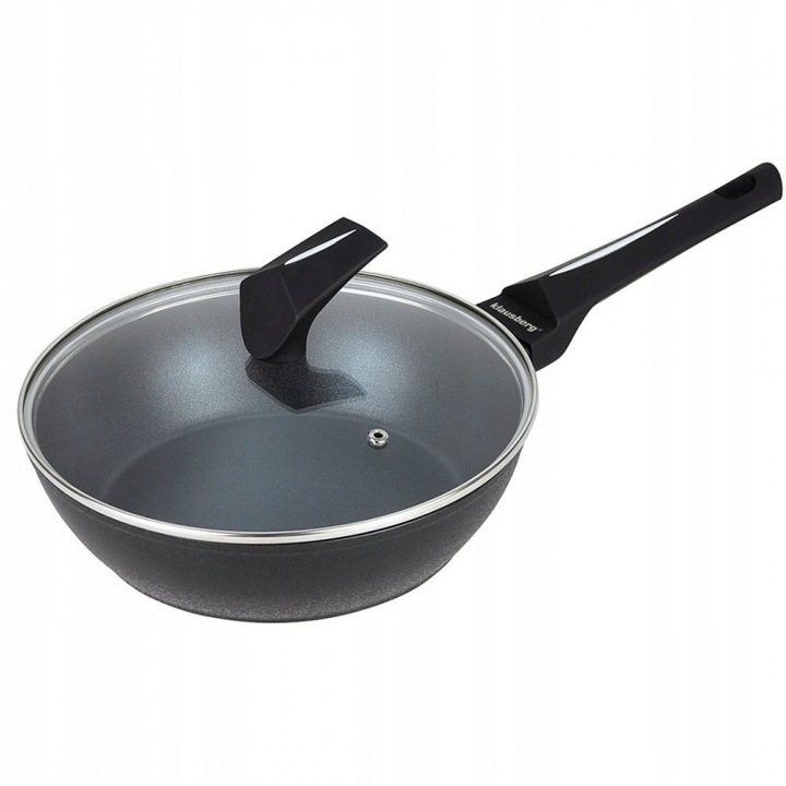 Дълбок тиган Klausberg KB 7692, 28 см, Мраморно покритие, Индукция, Черен