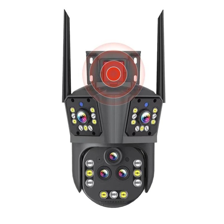Camera de supraveghere WIFI 10K, 20MP, Zoom 20X, 5 lentile, Control din aplicatie, Comunicare bidirectionala, Urmarire automata
