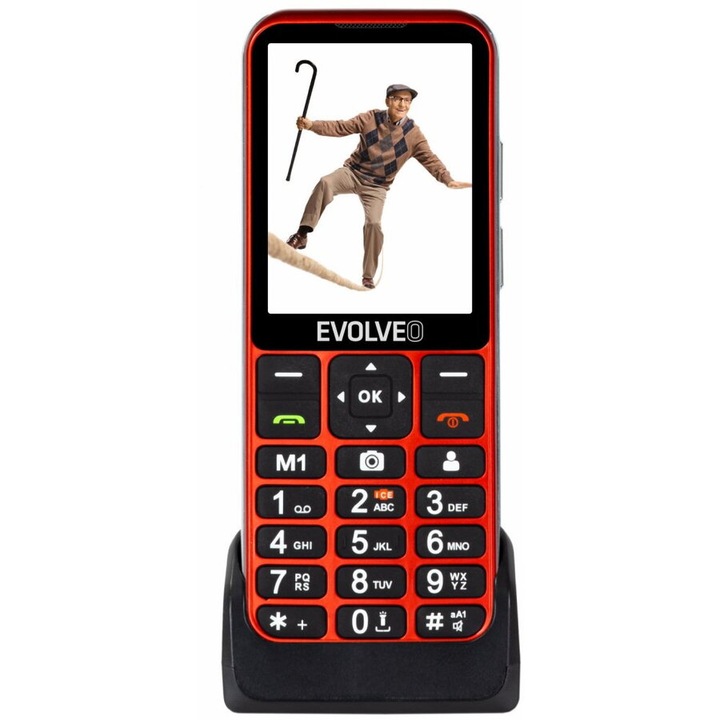 Мобилен телефон EVOLVEO EasyPhone LT, за възрастни, Dual Sim, 4G, Червен