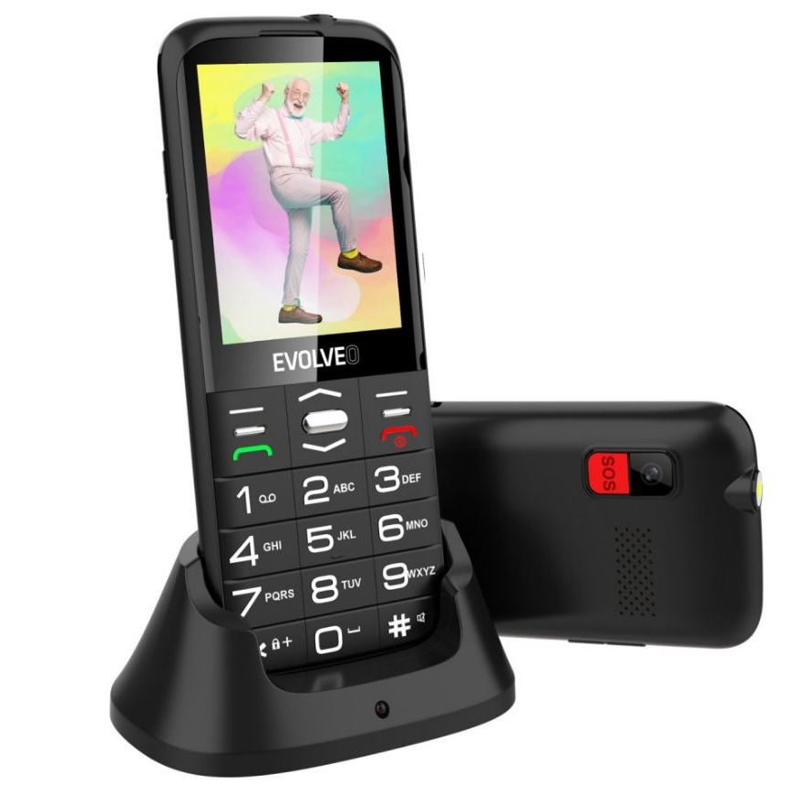 Telefon mobil EVOLVEO EasyPhone XO, pentru seniori, Dual Sim, 2G, Negru