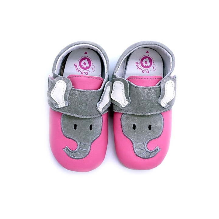 Botosei, D.D.step, piele naturala, cu scai, model elefant, K1596-272, Roz, 18