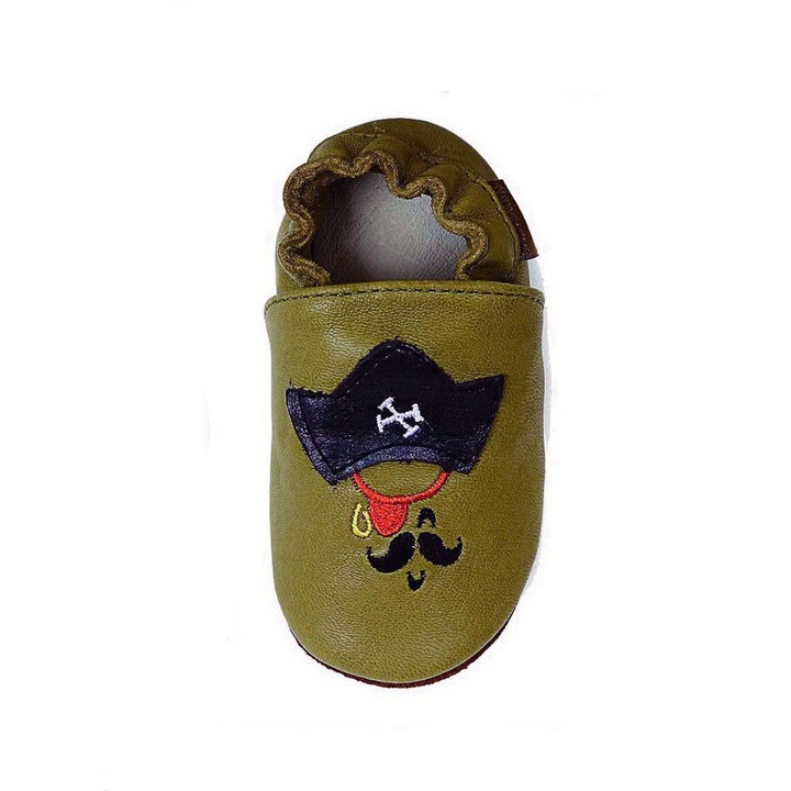 Botosei, D.D.step, piele naturala, cu elastic, model pirat, K1596-3A, Kaki, 16