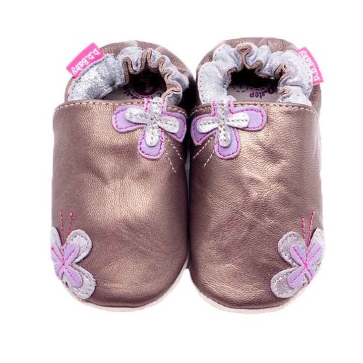 Botosei, D.D.step, piele naturala, cu elastic, model floral, K1596-19B, Maro, 16