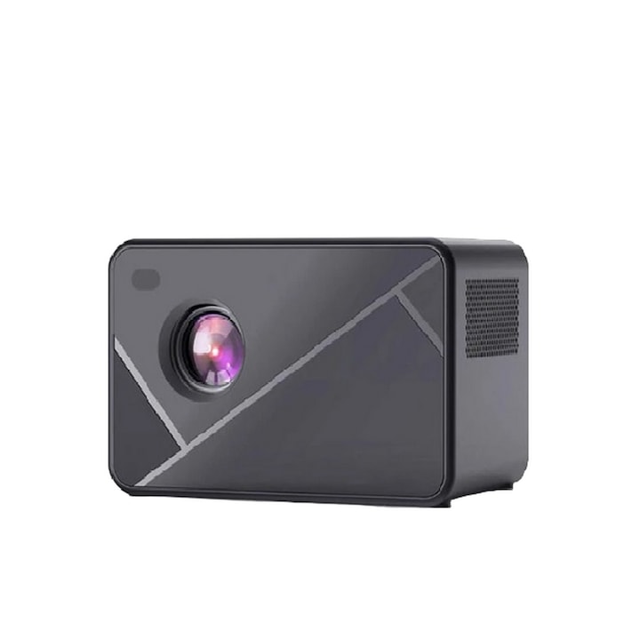 Led видео проектор, 5000 лумена, android, 2+16 gb, wifi 6 dual band, bluetooth, full hd, включен мини статив, черен