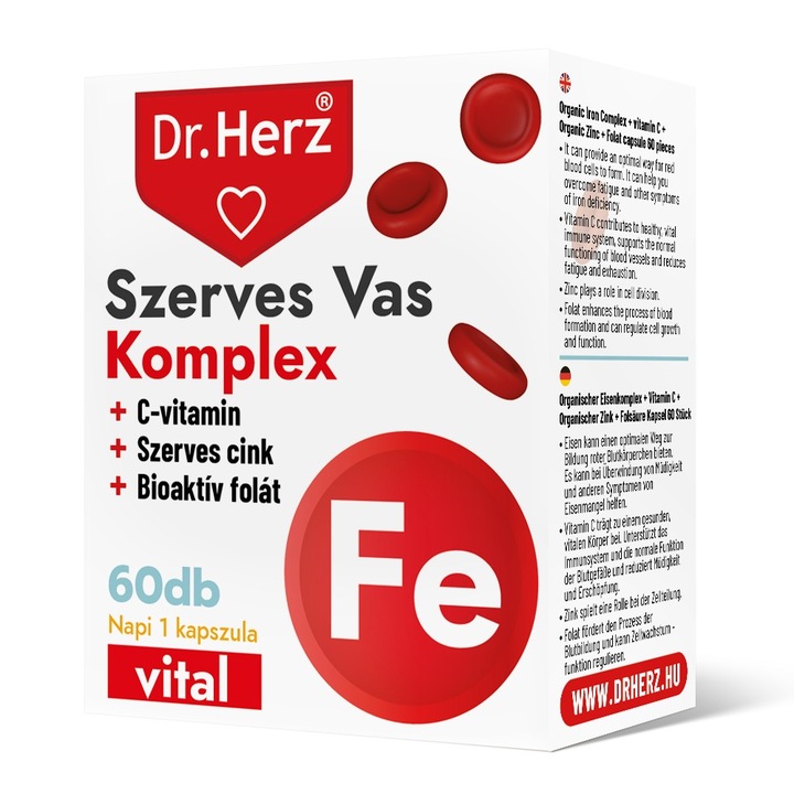 Capsule Fier organic + vitamina C + zinc + acid folic Dr Herz 60 buc