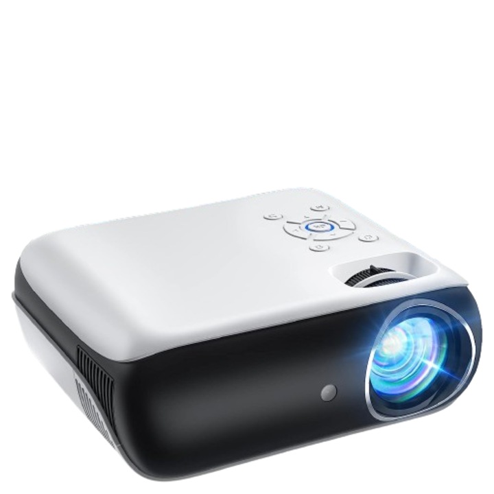 Topvision Haprun H1 FullHD видео проектор, 9500 лумена, Bluetooth 5.1, преносима мултимедия за домашно кино със 100 инча екран, съвместим с HDMI USB AV, смартфони, лаптопи, TV стик, PS5