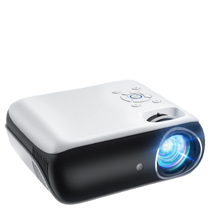 Topvision Haprun H1 FullHD видео проектор, 9500 лумена, Bluetooth 5.1, преносима мултимедия за домашно кино със 100 инча екран, съвместим с HDMI USB AV, смартфони, лаптопи, TV стик, PS5