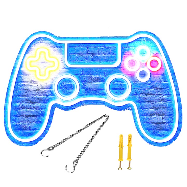 Semn de neon pentru jucatori, Acrilic/PVC, USB, LED, Multicolor