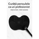 Paleta din silicon cu striatii tip dispozitiv pentru curatarea si igienizarea pensulelor de machiaj sau pictura, flexibila, cu ventuze pentru stabilitate si prindere pe diverse suprafete, 12 x 16 cm, negru