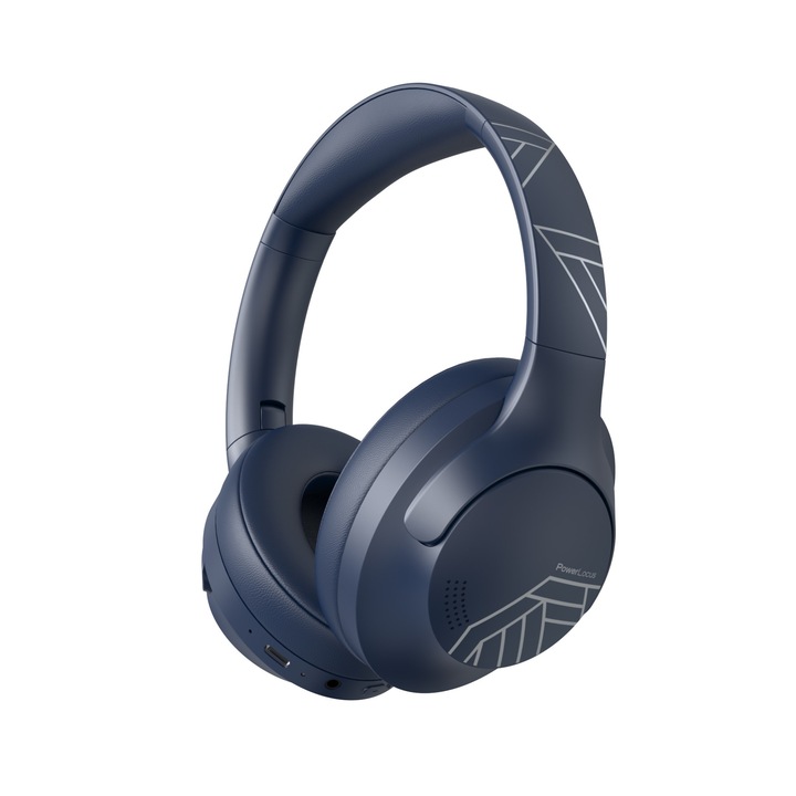 Casti Wireless Over-Ear PowerLocus P3 Upgrade, Audio HI-FI, Wireless, Bluetooth, Design ergonomic, Microfon, Autonomie 50 ore, Albastru