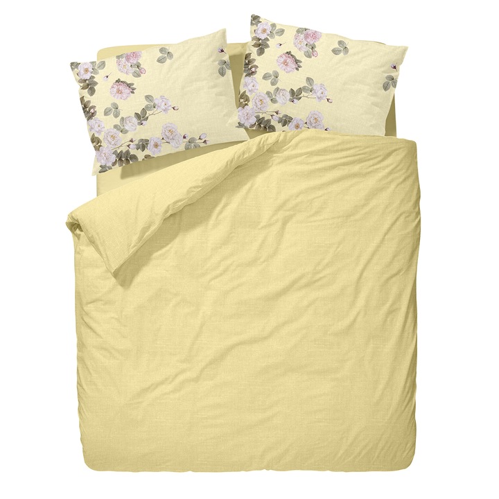 Спално бельо, Carmel "Лукс", 100% памучен сатен, жълт, единичен, 3 части