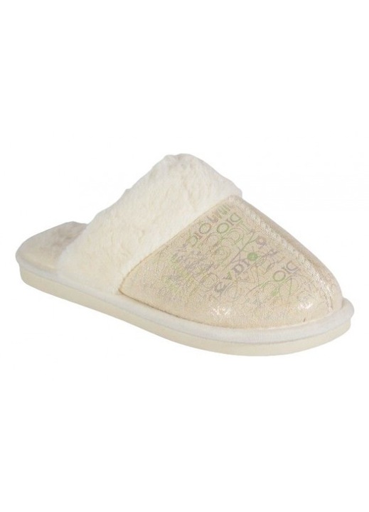 Papuci De casa bej din plus imblaniti 138313, Crem, 41