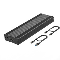 Carcasa Rack Extern M2. NVME SATA SSD, JESWO®, UASP, USB 3.1 Gen 2, 10Gbps, Pentru 2230/2242/2260/2280 M.2 NVMe M/B+M si SATA B+M, Cu Cabluri USB C la C Si USB A la C, Aluminiu, Negru