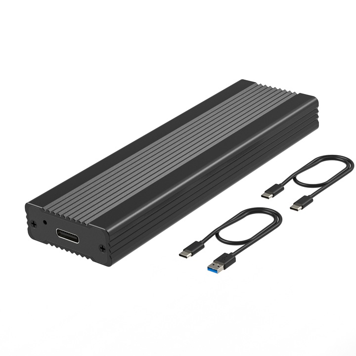Външен M.2 NVMe SATA SSD корпус, JESWO, UASP, USB 3.1 Gen 2, черен