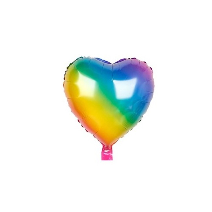 Balon folie, inima, curcubeu, 45 cm, Decor Petrecere Copii, Folie Rezistenta, Umflare Aer sau Heliu, WOW Shop