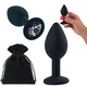 Dop anal, S, 7,2x3cm, Incepatori, Silicon, Neted, Saculet de catifea, Negru