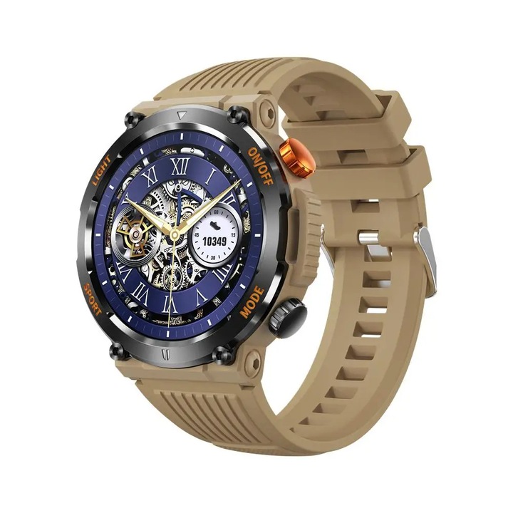 Смартчасовник Tio, LED фенерче 1.46'' HD, Bluetooth разговори, GPS компас, калории, крем