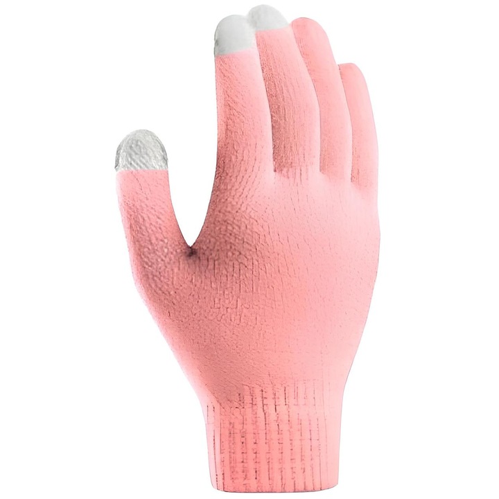 Manusi touchscreen, Material moale, Fibre flexibile, Marime Universala, Roz deschis