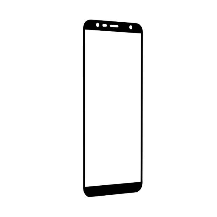 Samsung Galaxy J4 Plus/J6 Plus védőfólia, OG ESD, biztosított üveg, 9H, fekete-átlátszó