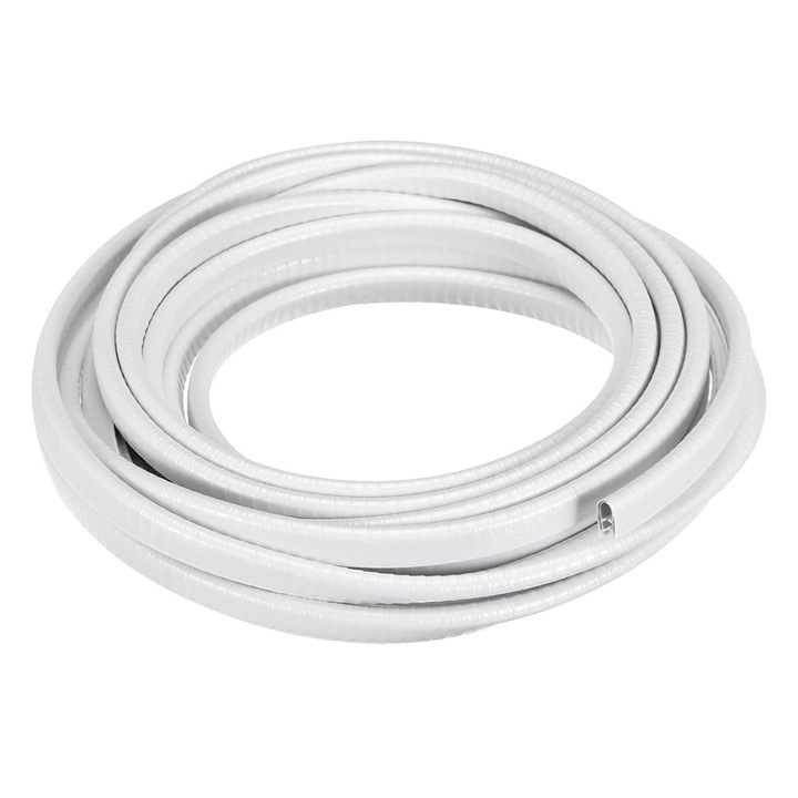 Banda de protectie auto pentru usi, din cauciuc, AllizBan, Latime 7 mm, inaltime 10 mm, Lungime totala 5 m, Alb