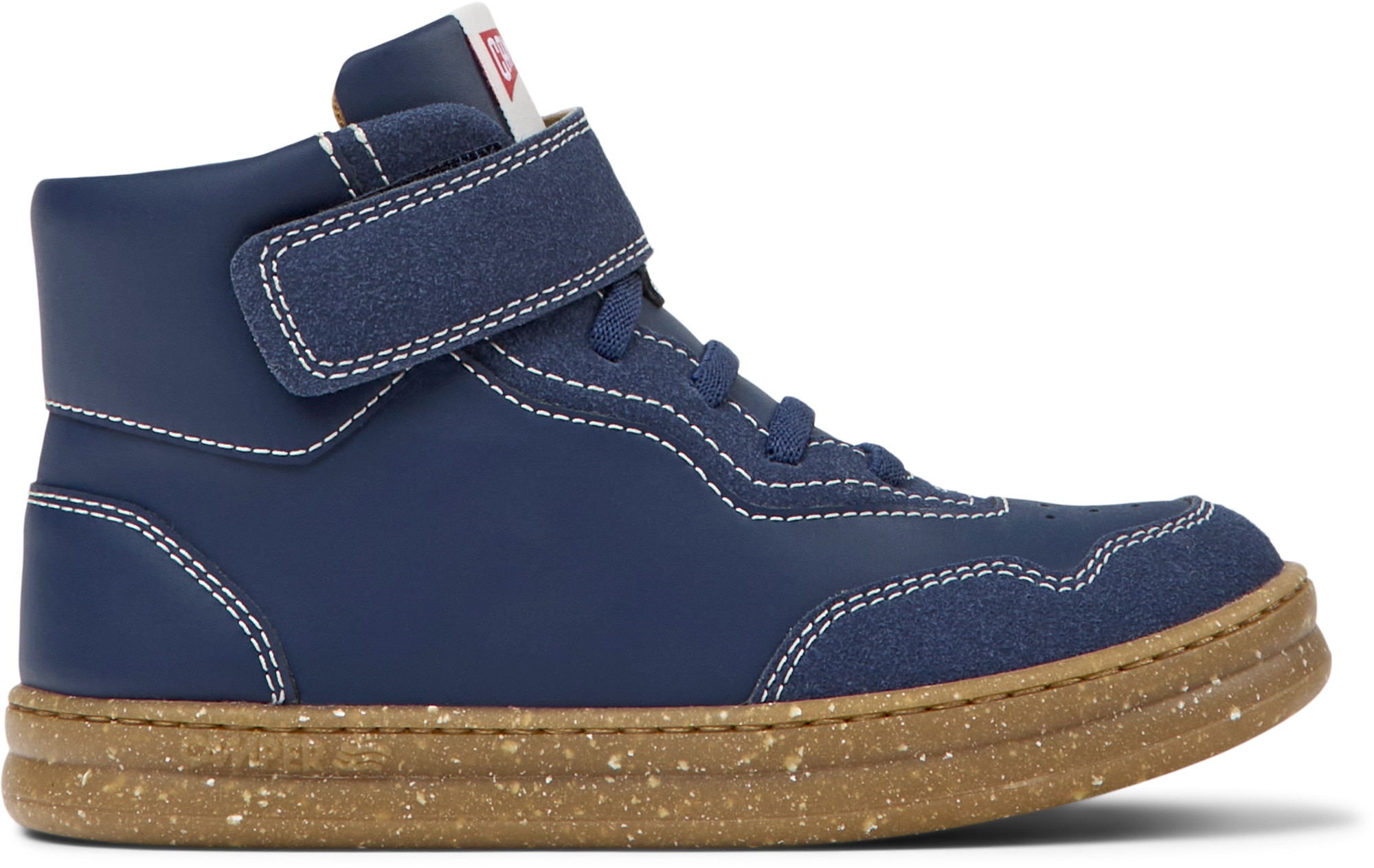 Camper, Pantofi sport high-top de piele si piele intoarsa Runner Four 8459, Albastru inchis, 28 EU