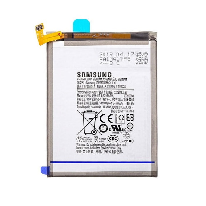 Samsung EB-BA705ABU akkumulátor (4500mAh, Li-ion, A705, A707 Galaxy A70, A70s) gyári, Service Pack