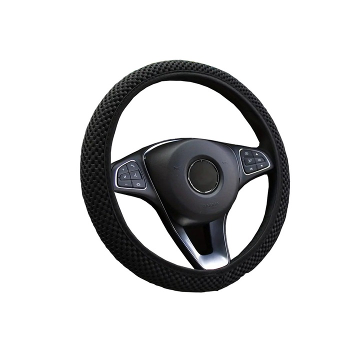 Kormányburkolat, Zggzerg, Légáteresztő mikroszálas jégselyem, Csúszásgátló, Női és férfi autós kiegészítők, Honda, Ford, Toyota, Nissan és egyebek burkolatai, Átmérő 38 cm, Fekete szín