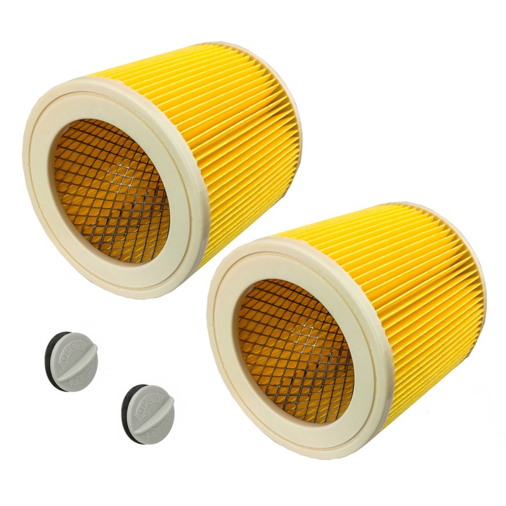 Cartus filtru pentru aspiratoarele KARCHER A2004 WD3.200 SE4001 MV2 MV3, intarit cu plasa, 2 buc