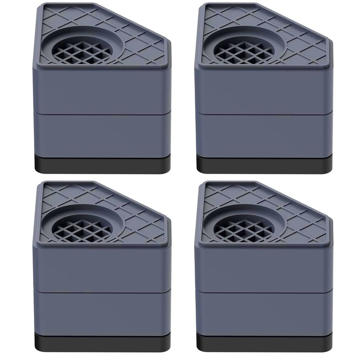 Set 4 picioruse pentru masina de spalat, Hggzeg, Inaltime 8 cm, Anti-zgomot si antiderapante, Antivibratii, Capacitate portanta mare, Rezistente la uzura, Pentru uscator, frigider, mobilier, Plastic/TPR, 9x9x8cm, Gri